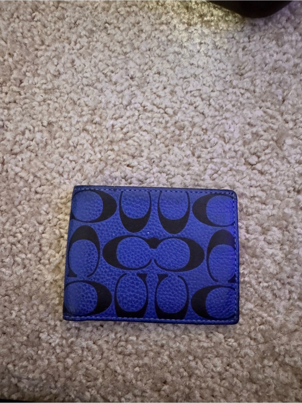 Coach Men's Blue and Black Signature Bi-Fold Card Wallet